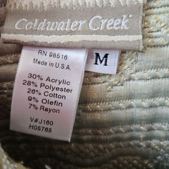 Coldwater Creek Jacket m Blue Green button front textured - Picture 3 of 10